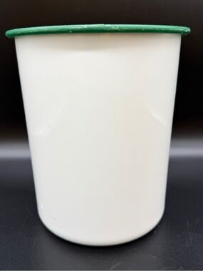 Vintage Tupperware Size B White One Touch Canister #2420 with Green Lid #2421